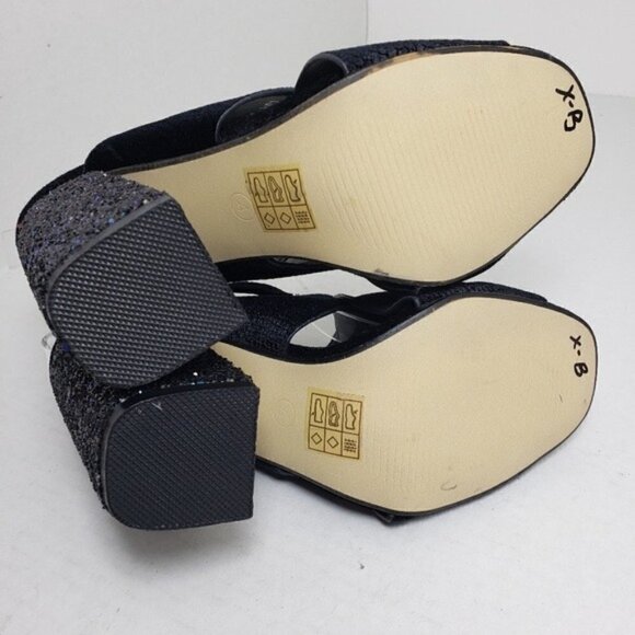 Hotsoles Open Toe Slingback Buckle Sparkle Heels 7 - Picture 8 of 9